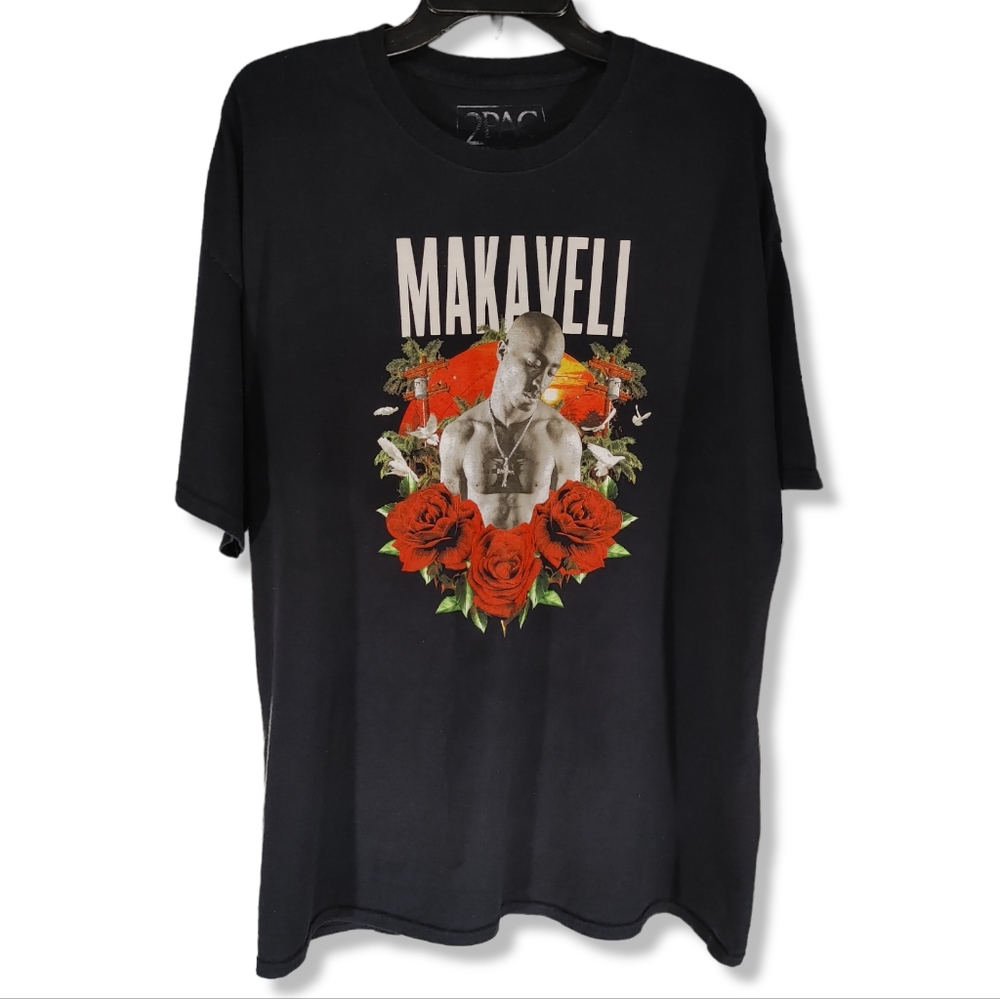 2pac Tupac Makaveli T Shirt Mens Size XXL Black Short Sleeve Hip Hop Rap Tee